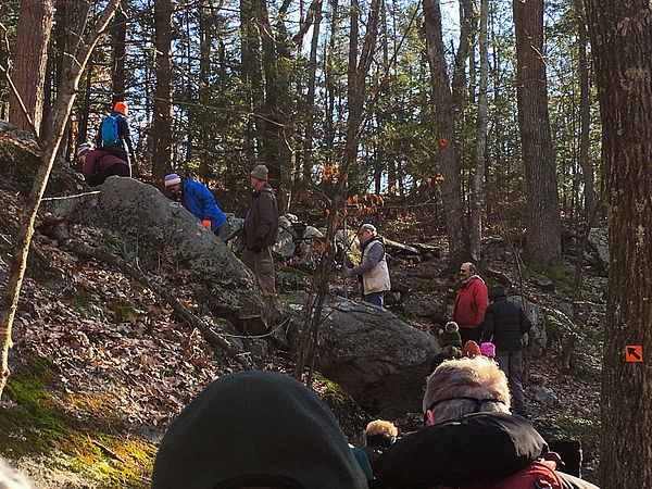 Hikers enjoying a rocky area of Crystal Gorge