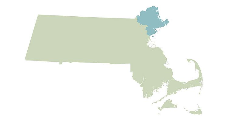 Massachusetts Map with Essex County